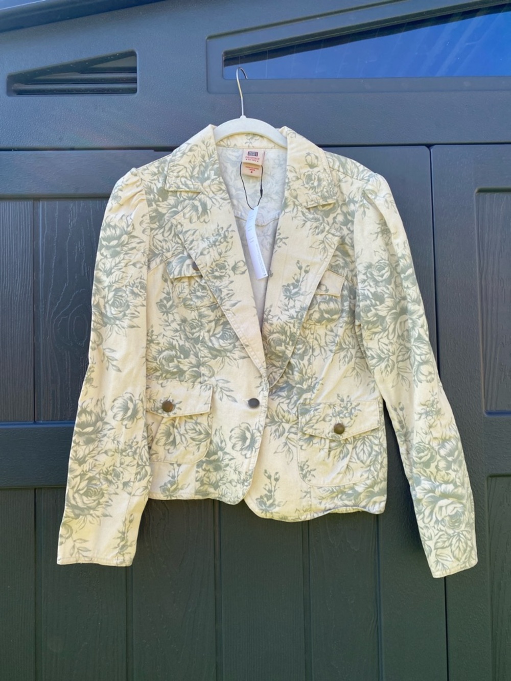 Faded Glory Vintage Floral Rose Print Jean Jacket Denim Sage Cottagecore 4